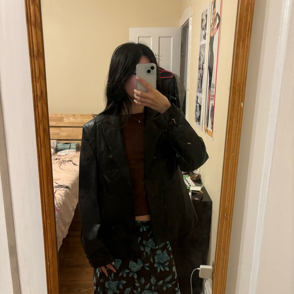 vintage black leather jacket